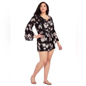 Floral Black Romper